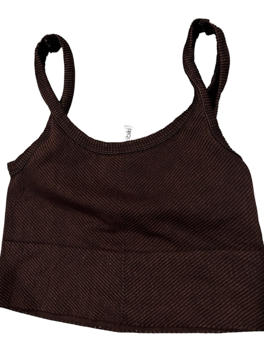Nikibiki Ribbed Cropped Tank Top in Brown